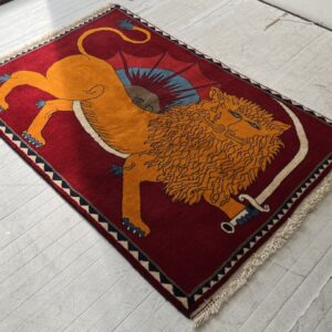 ライオンギャベ 147×100 NRT-GAB-129758 イランギャッベ